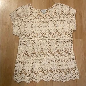 NWOT Ivory Crochet Lace Top M
